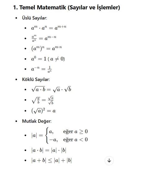 KPSS Matematik İçin Ezberlenmesi Gereken Formüller