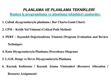 Ödevlerde ve Projelerde Planlama Teknikleri