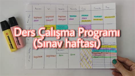 Sınav Öncesi Son Hafta Çalışma Planı